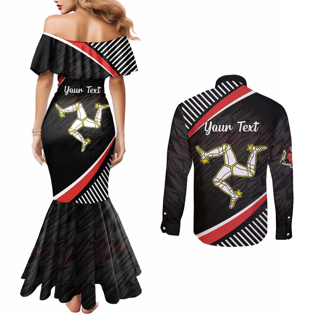 Personalized Isle of Man Couples Matching Mermaid Dress and Long Sleeve Button Shirt Quocunque Jeceris Stabit