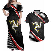 Personalized Isle of Man Couples Matching Off Shoulder Maxi Dress and Hawaiian Shirt Quocunque Jeceris Stabit