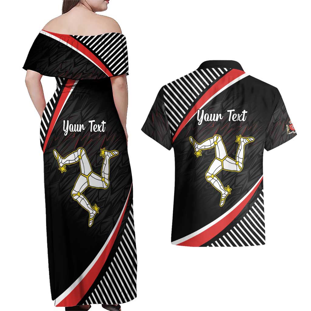 Personalized Isle of Man Couples Matching Off Shoulder Maxi Dress and Hawaiian Shirt Quocunque Jeceris Stabit