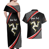 Personalized Isle of Man Couples Matching Off Shoulder Maxi Dress and Hawaiian Shirt Quocunque Jeceris Stabit