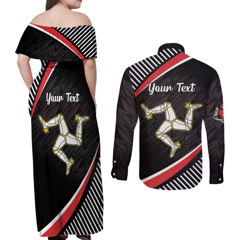 Personalized Isle of Man Couples Matching Off Shoulder Maxi Dress and Long Sleeve Button Shirt Quocunque Jeceris Stabit