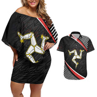 Personalized Isle of Man Couples Matching Off Shoulder Short Dress and Hawaiian Shirt Quocunque Jeceris Stabit