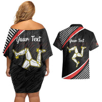 Personalized Isle of Man Couples Matching Off Shoulder Short Dress and Hawaiian Shirt Quocunque Jeceris Stabit