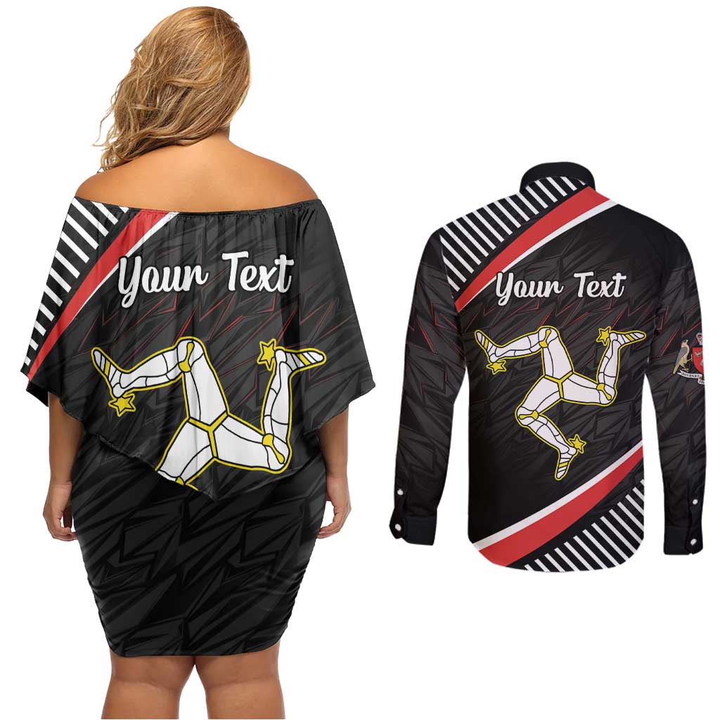 Personalized Isle of Man Couples Matching Off Shoulder Short Dress and Long Sleeve Button Shirt Quocunque Jeceris Stabit