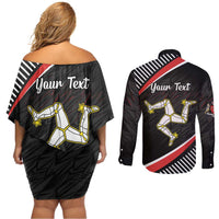Personalized Isle of Man Couples Matching Off Shoulder Short Dress and Long Sleeve Button Shirt Quocunque Jeceris Stabit