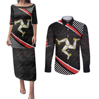 Personalized Isle of Man Couples Matching Puletasi and Long Sleeve Button Shirt Quocunque Jeceris Stabit