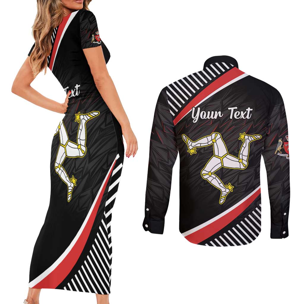 Personalized Isle of Man Couples Matching Short Sleeve Bodycon Dress and Long Sleeve Button Shirt Quocunque Jeceris Stabit