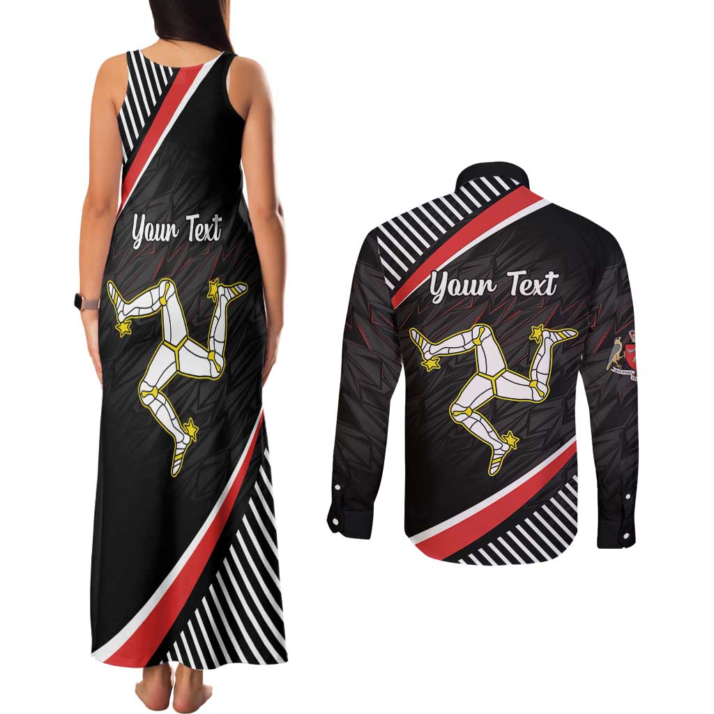 Personalized Isle of Man Couples Matching Tank Maxi Dress and Long Sleeve Button Shirt Quocunque Jeceris Stabit