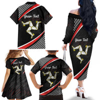 Personalized Isle of Man Family Matching Off The Shoulder Long Sleeve Dress and Hawaiian Shirt Quocunque Jeceris Stabit