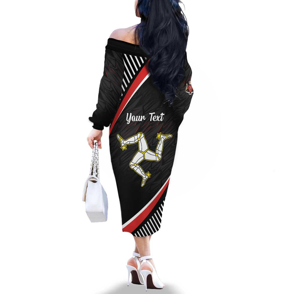 Personalized Isle of Man Family Matching Off The Shoulder Long Sleeve Dress and Hawaiian Shirt Quocunque Jeceris Stabit