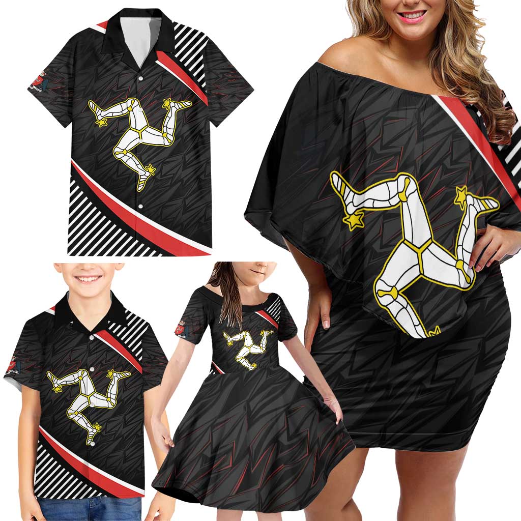 Personalized Isle of Man Family Matching Off Shoulder Short Dress and Hawaiian Shirt Quocunque Jeceris Stabit