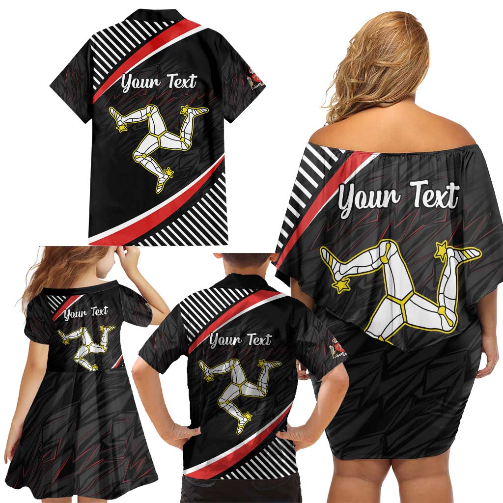 Personalized Isle of Man Family Matching Off Shoulder Short Dress and Hawaiian Shirt Quocunque Jeceris Stabit