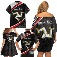 Personalized Isle of Man Family Matching Off Shoulder Short Dress and Hawaiian Shirt Quocunque Jeceris Stabit