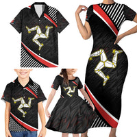 Personalized Isle of Man Family Matching Short Sleeve Bodycon Dress and Hawaiian Shirt Quocunque Jeceris Stabit