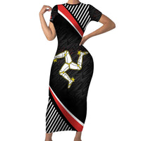 Personalized Isle of Man Family Matching Short Sleeve Bodycon Dress and Hawaiian Shirt Quocunque Jeceris Stabit
