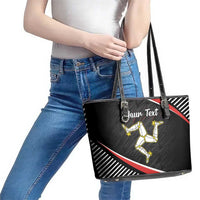 Personalized Isle of Man Leather Tote Bag Quocunque Jeceris Stabit