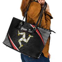 Personalized Isle of Man Leather Tote Bag Quocunque Jeceris Stabit