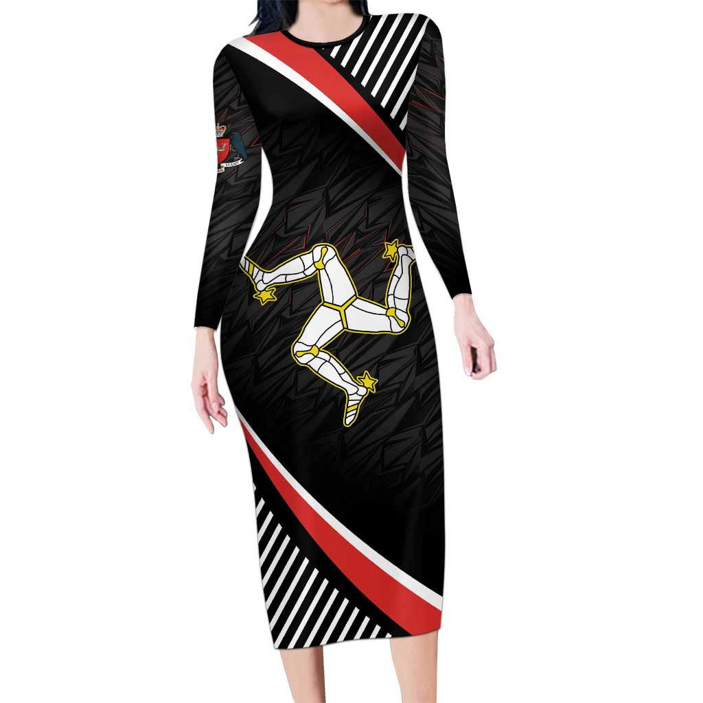 Personalized Isle of Man Long Sleeve Bodycon Dress Quocunque Jeceris Stabit