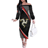 Personalized Isle of Man Off The Shoulder Long Sleeve Dress Quocunque Jeceris Stabit