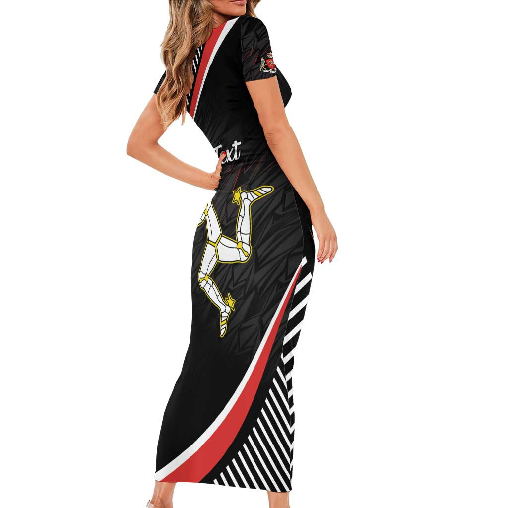 Personalized Isle of Man Short Sleeve Bodycon Dress Quocunque Jeceris Stabit