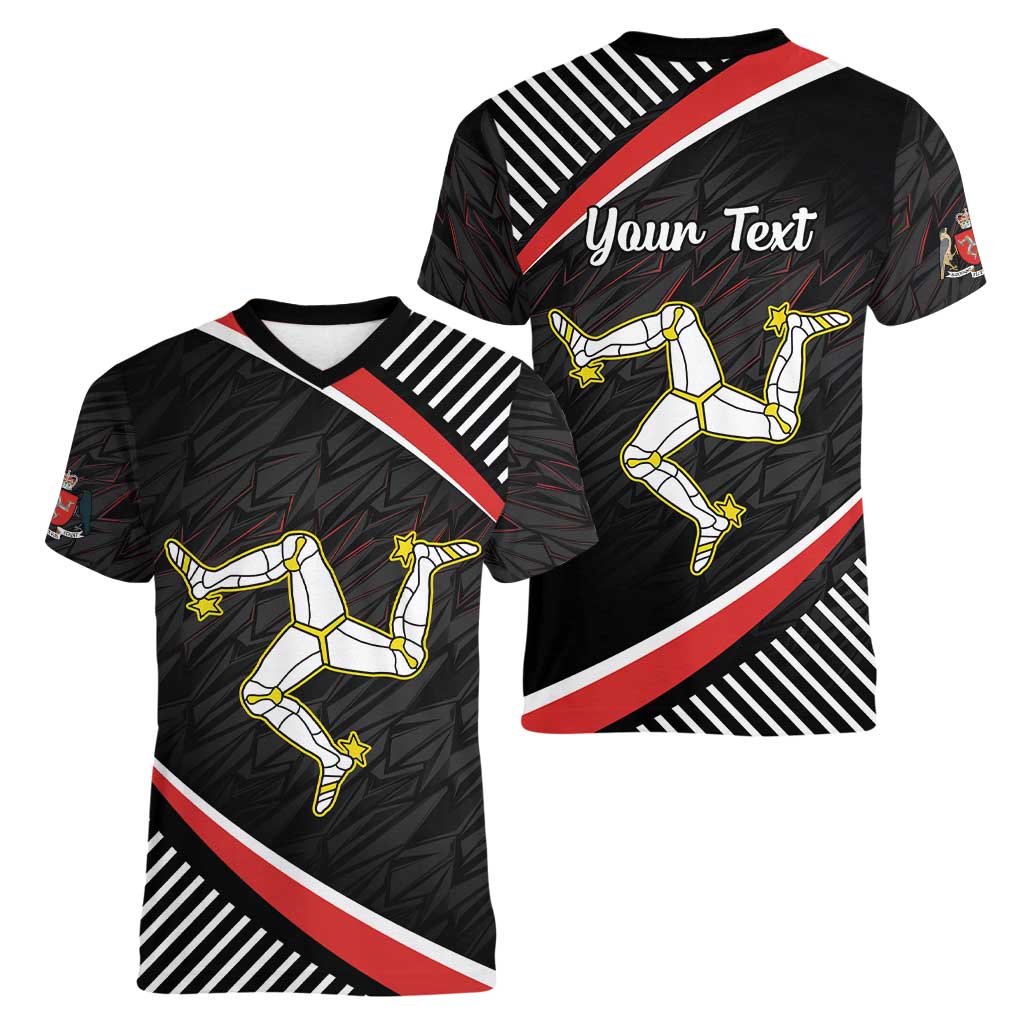 Personalized Isle of Man Women V-Neck T-Shirt Quocunque Jeceris Stabit