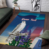 Personalized Iceland National Day Area Rug Gyrfalcon With Lupine Flower