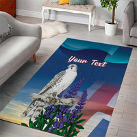 Personalized Iceland National Day Area Rug Gyrfalcon With Lupine Flower