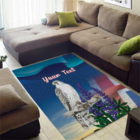 Personalized Iceland National Day Area Rug Gyrfalcon With Lupine Flower
