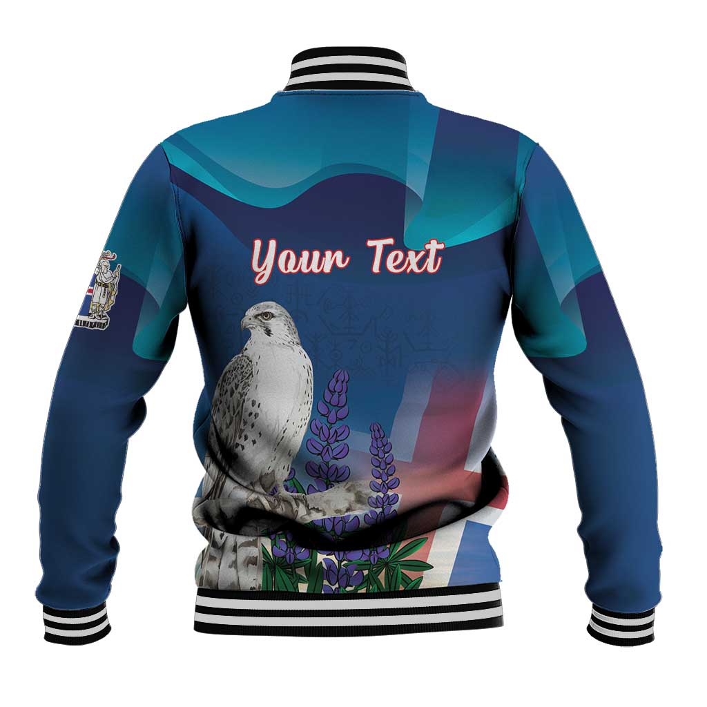 Personalized Iceland National Day Baseball Jacket Gyrfalcon With Lupine Flower
