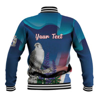 Personalized Iceland National Day Baseball Jacket Gyrfalcon With Lupine Flower