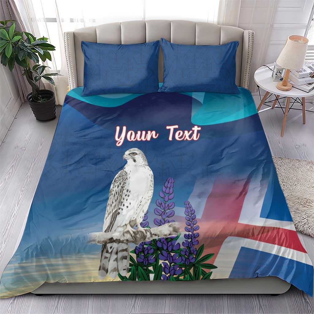 Personalized Iceland National Day Bedding Set Gyrfalcon With Lupine Flower