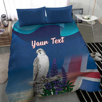 Personalized Iceland National Day Bedding Set Gyrfalcon With Lupine Flower