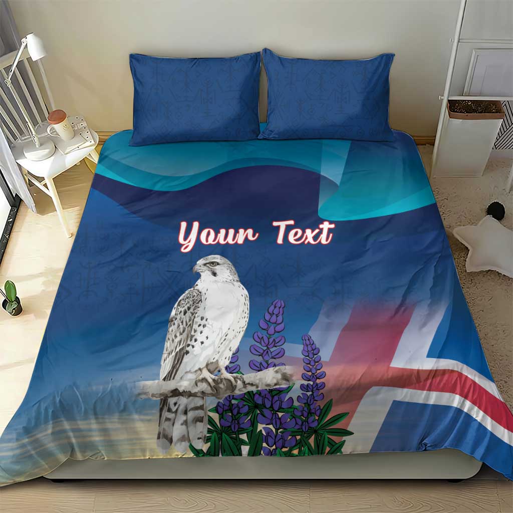 Personalized Iceland National Day Bedding Set Gyrfalcon With Lupine Flower