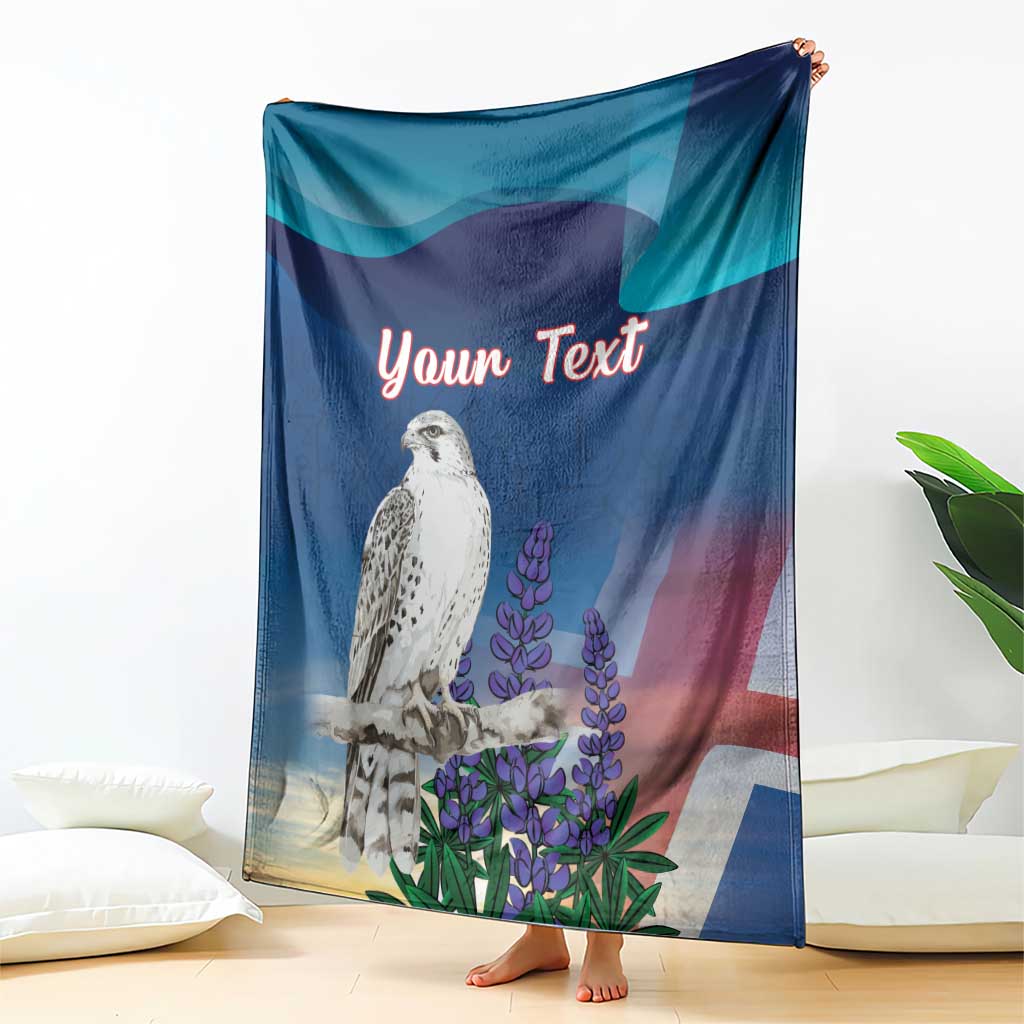 Personalized Iceland National Day Blanket Gyrfalcon With Lupine Flower