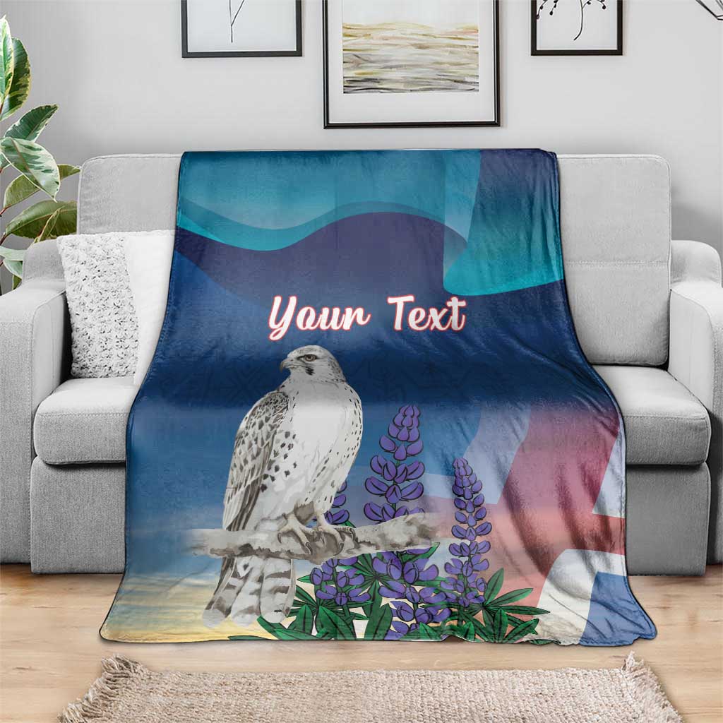 Personalized Iceland National Day Blanket Gyrfalcon With Lupine Flower
