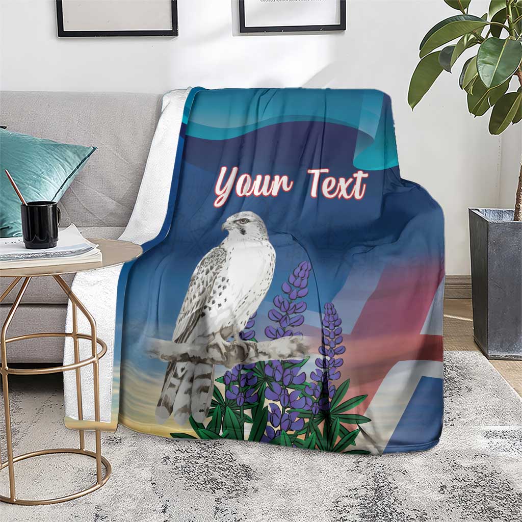 Personalized Iceland National Day Blanket Gyrfalcon With Lupine Flower