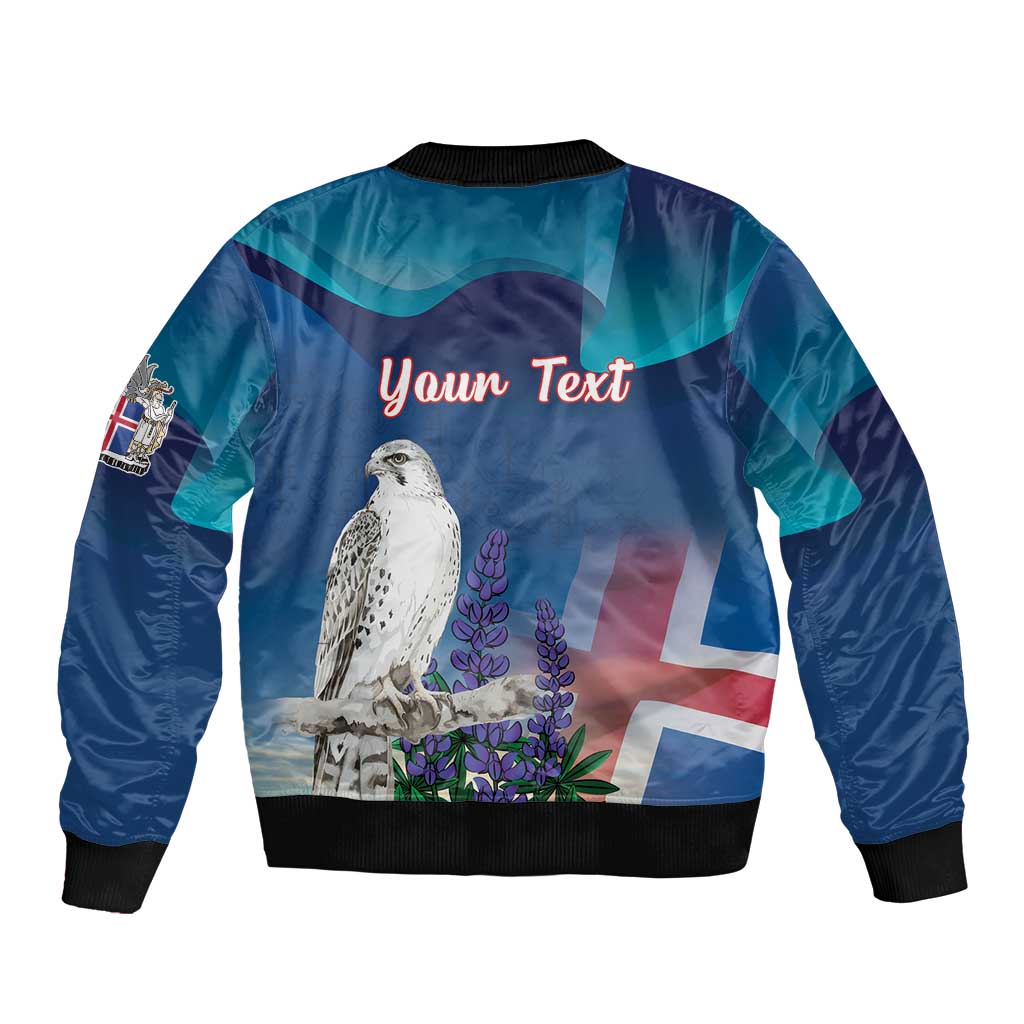 Personalized Iceland National Day Bomber Jacket Gyrfalcon With Lupine Flower