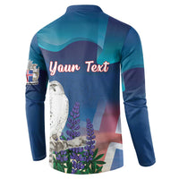 Personalized Iceland National Day Button Sweatshirt Gyrfalcon With Lupine Flower