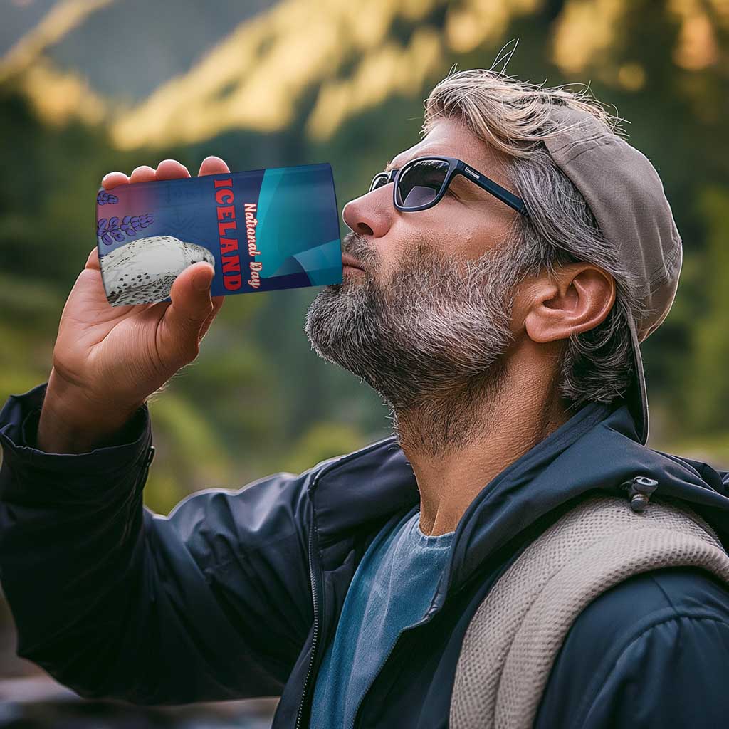 Personalized Iceland National Day 4 in 1 Can Cooler Tumbler Gyrfalcon With Lupine Flower