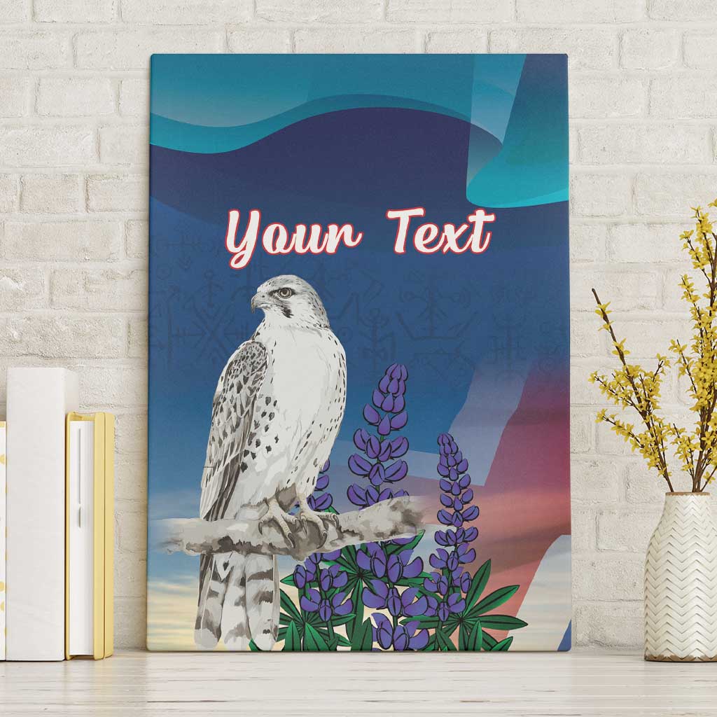 Personalized Iceland National Day Canvas Wall Art Gyrfalcon With Lupine Flower