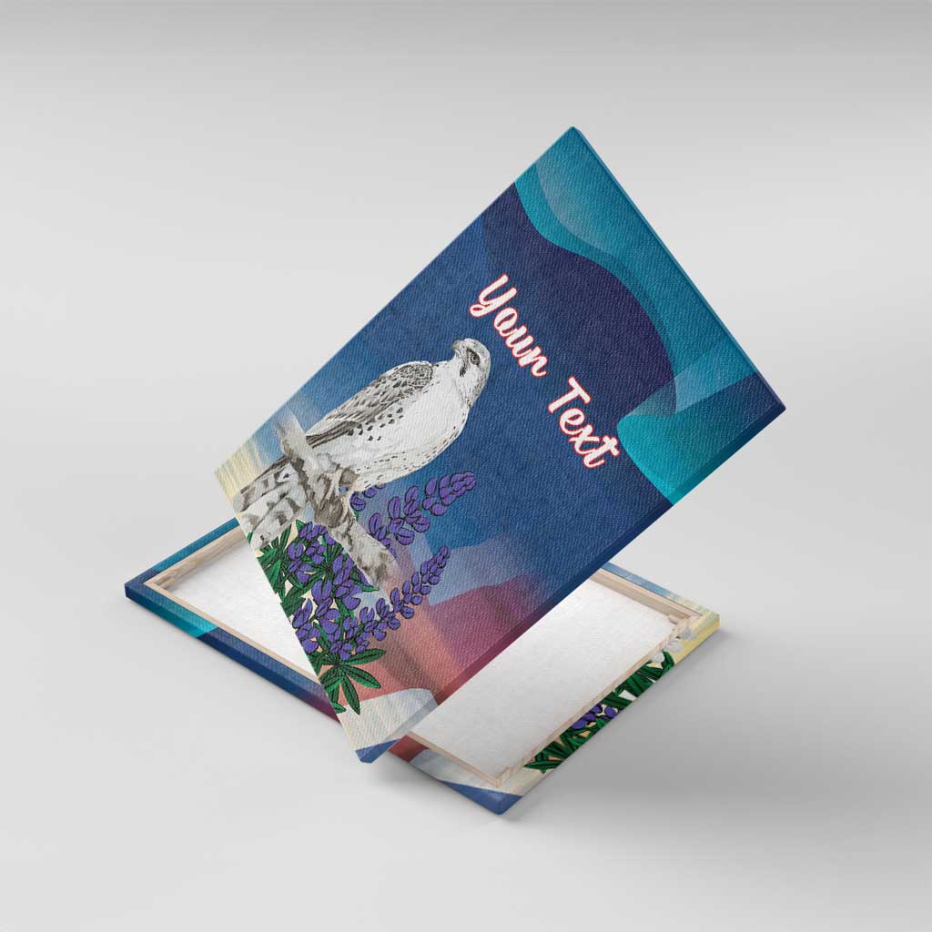 Personalized Iceland National Day Canvas Wall Art Gyrfalcon With Lupine Flower