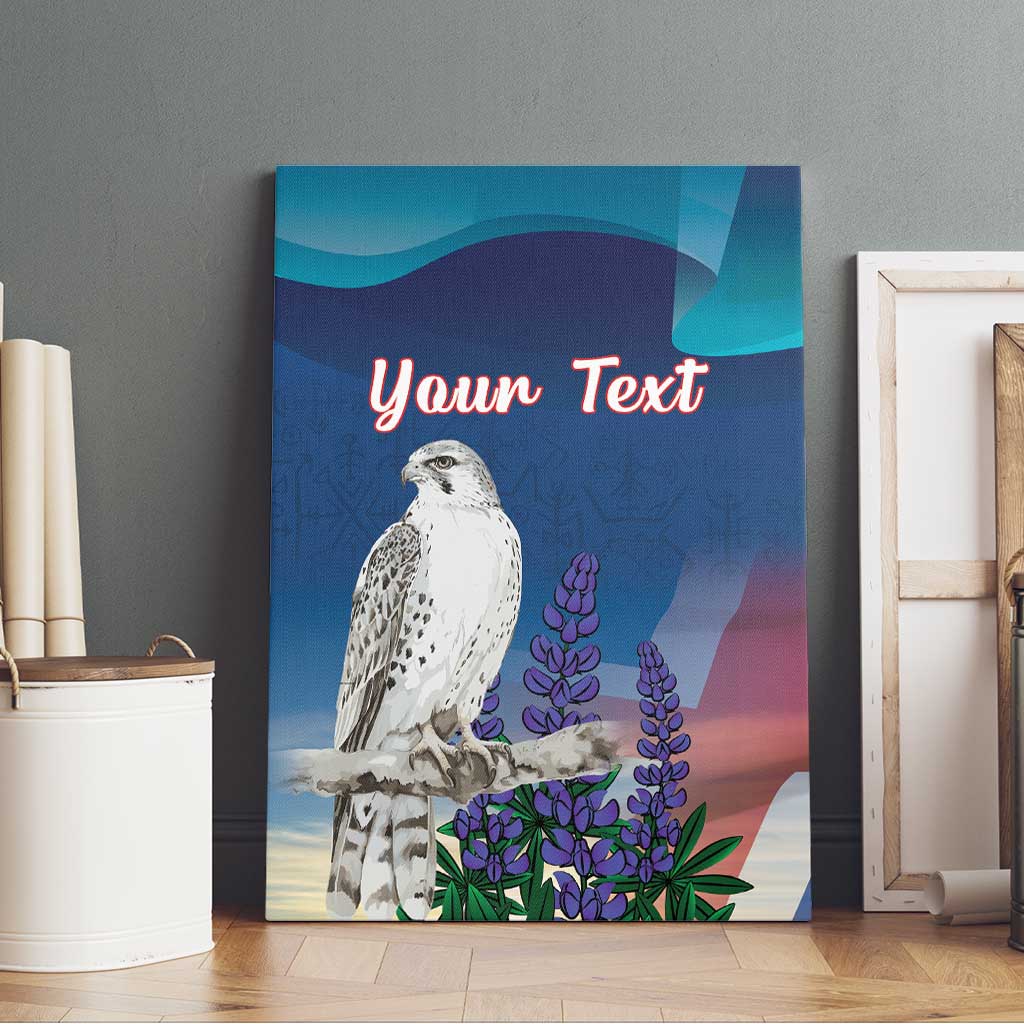 Personalized Iceland National Day Canvas Wall Art Gyrfalcon With Lupine Flower
