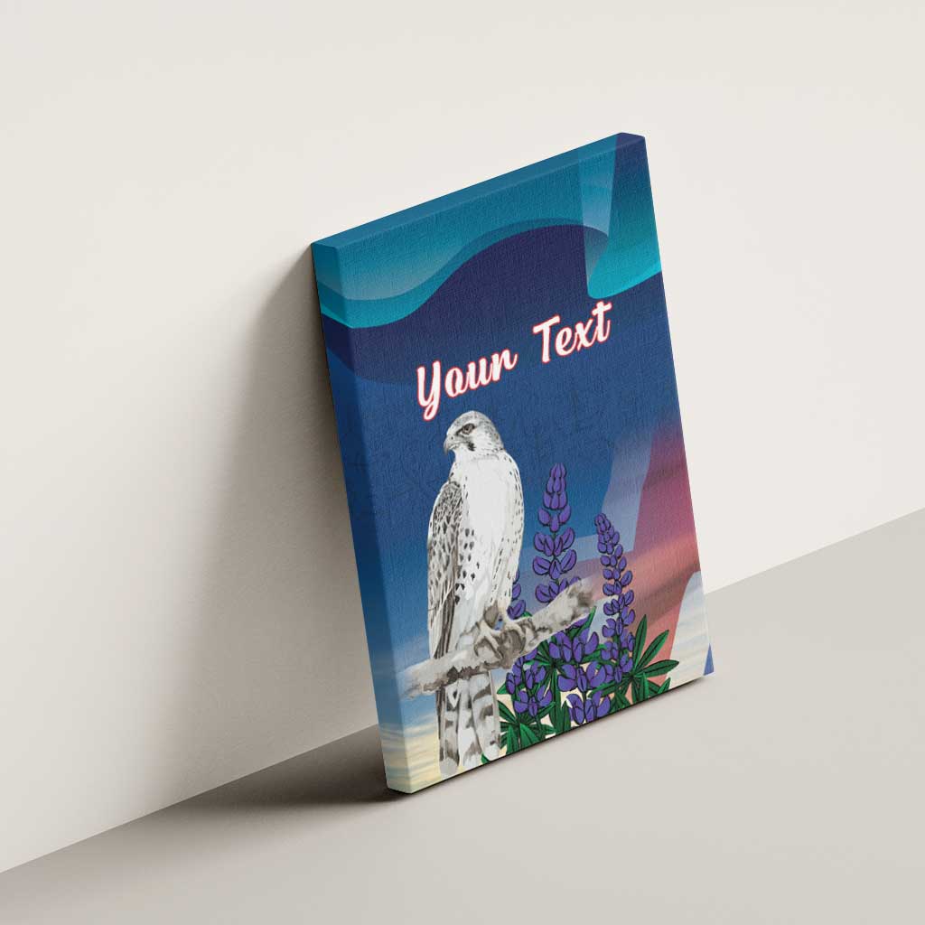 Personalized Iceland National Day Canvas Wall Art Gyrfalcon With Lupine Flower