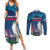 Personalized Iceland National Day Couples Matching Summer Maxi Dress and Long Sleeve Button Shirt Gyrfalcon With Lupine Flower