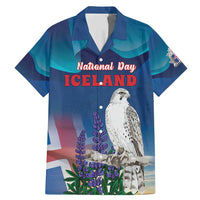 Personalized Iceland National Day Family Matching Mermaid Dress and Hawaiian Shirt Gyrfalcon With Lupine Flower