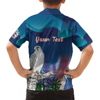 Personalized Iceland National Day Family Matching Puletasi and Hawaiian Shirt Gyrfalcon With Lupine Flower