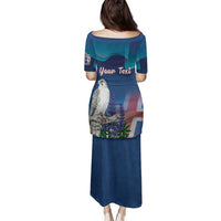 Personalized Iceland National Day Family Matching Puletasi and Hawaiian Shirt Gyrfalcon With Lupine Flower