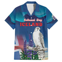 Personalized Iceland National Day Family Matching Tank Maxi Dress and Hawaiian Shirt Gyrfalcon With Lupine Flower