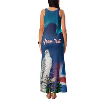 Personalized Iceland National Day Family Matching Tank Maxi Dress and Hawaiian Shirt Gyrfalcon With Lupine Flower