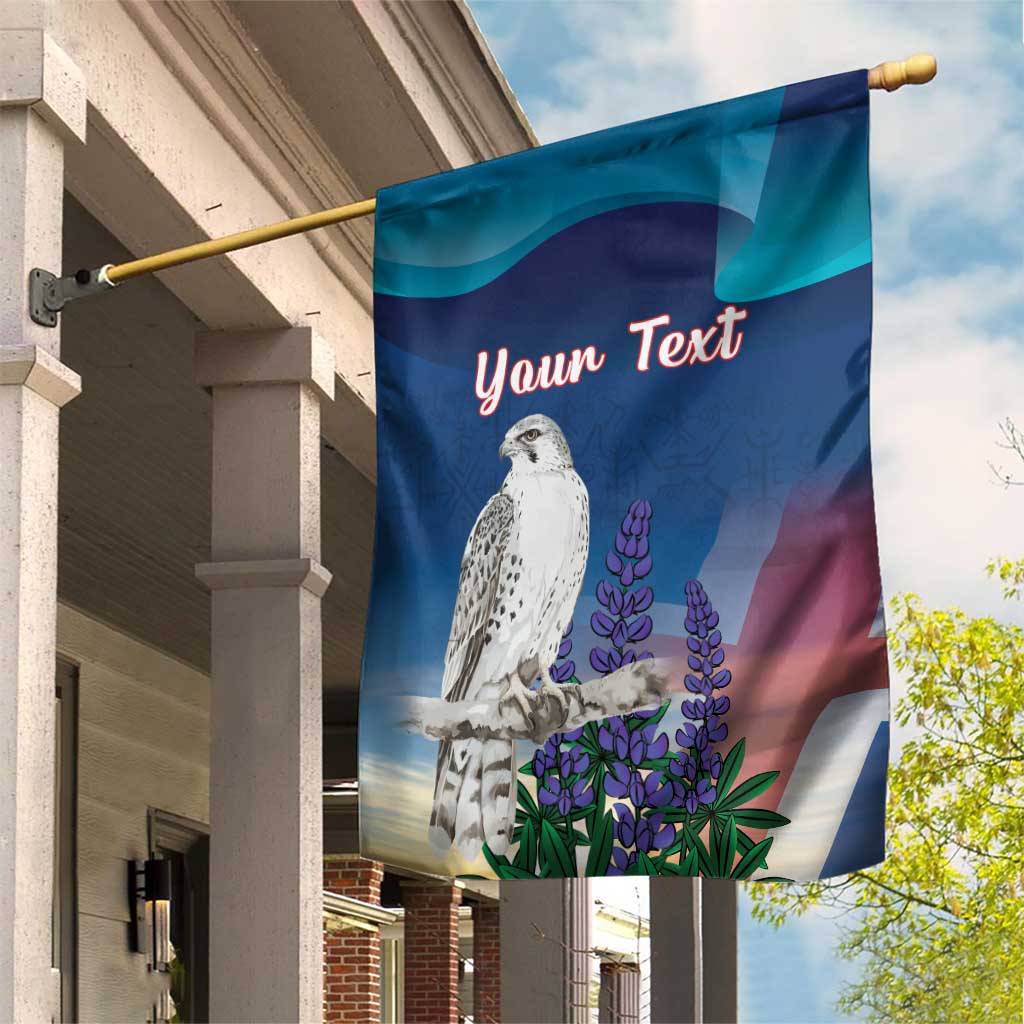 Personalized Iceland National Day Garden Flag Gyrfalcon With Lupine Flower